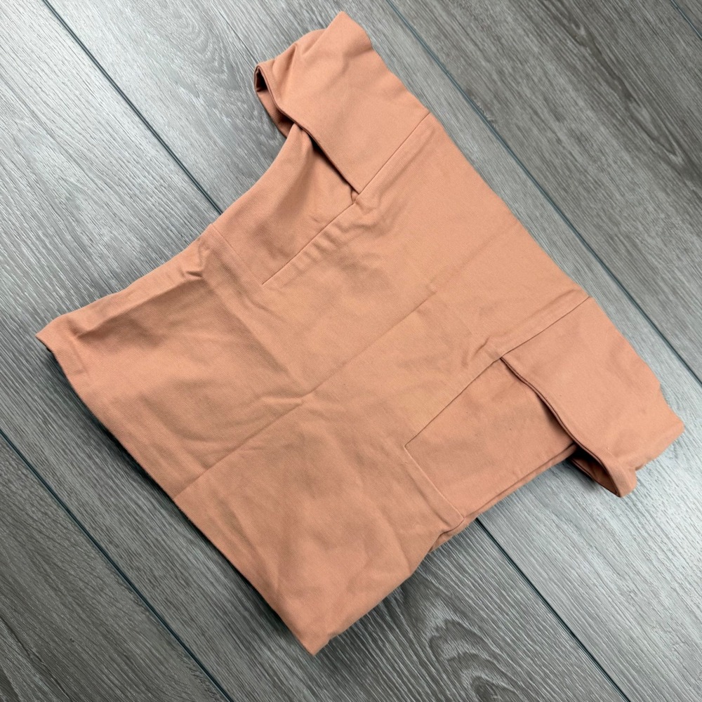 Michelle Mason Womens Off Shoulder Zip Back Crop Top Peach Pink Size S